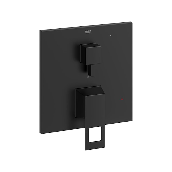 Eurocube Pressure Balance Valve Trim With 2-Way Diverter With Cartridge, Black